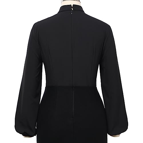 Womens Church Clergy Shirt Tab Collar Elastic Cuff Long Sleeve Lotus Ruffled Blouse Top4