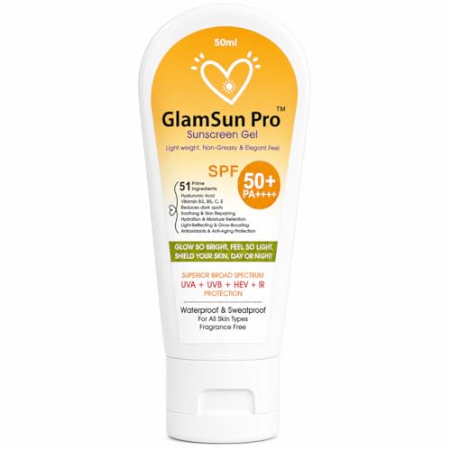 Image of Sunscreen Gel SPF 50+ PA++++ with 51 Prime Ingredients, Lightweight with Multi Vitamins, Quick Absorbing, Non Greasy, No White Cast, Broad Spectrum, Acne Safe For Unisex, 50g