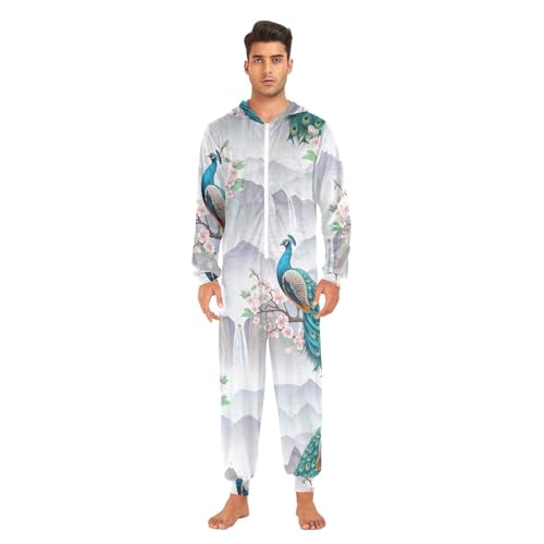 Pijama de pavo real holgado contra el frío invernal mono térmico suave de una pieza 2