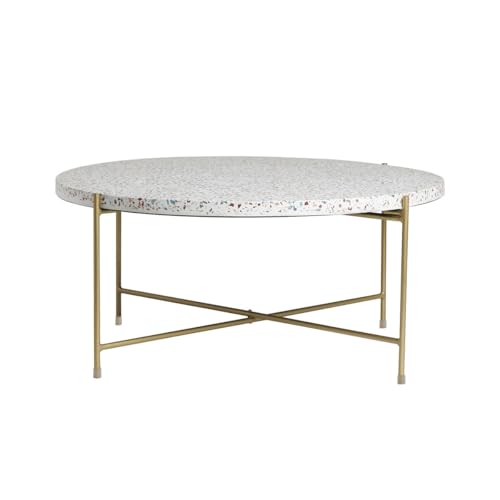 Miliboo Table Basse Ronde Design en terrazzo et métal doré D81 cm Mezzo