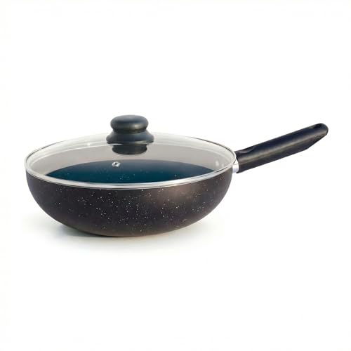 Frynest 12 Inch Non-Stick Aluminum Wok Pan with Lid for Stir Fry, Induction Compatible Deep Wok for Noodles, Vegetables and Family Meals, Cookware for All Stovetops
