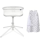 HALO 3.0 BassiNest Swivel Sleeper and 100% Cotton Sleepsack Swaddle, Lamb Scribble White, Small (...