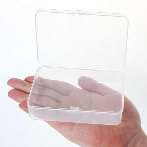 Image of DUOFIRE 6 Pcs Mini Plastic Storage Containers Box with Lid, 4.4x3.3x1.1 Inches Clear Rectangle Box for Beads, Jewelry, Game Pieces, Business Cards, and Craft Accessories