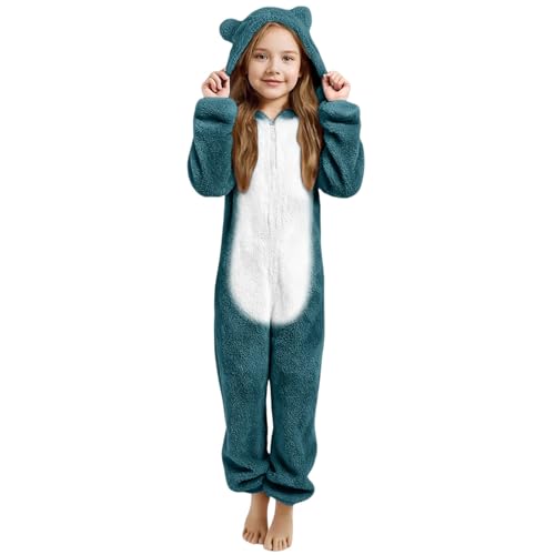 Pyjama moelleux fille combinaison longue à capuche pour le cocooning