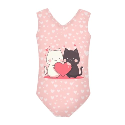 Image of Girls Cartoon Pattern One-Piece Swimsuits Sport Racer Swimwear Beach Bathing Suit, Size 5-14