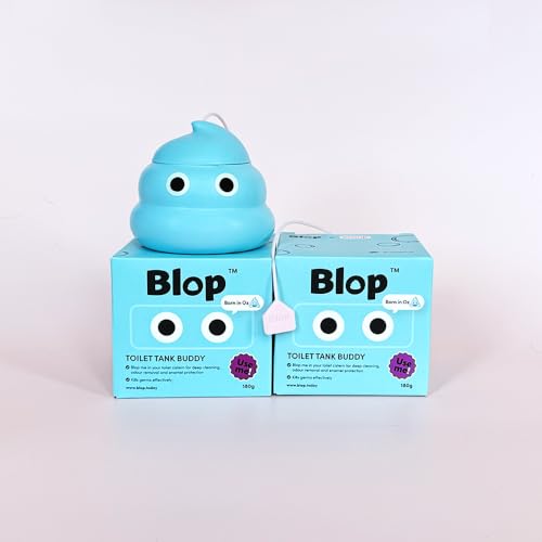 Blop Toilet Tank & Bowl Cleaner, Up to 3 months, 900+ flushes, Automatic Flush Toilet Cleaner, No Bleach, Blue Cleaning Gel, Grapefruit Scent, Non-Toxic, Septic Safe(2 Pack)