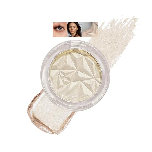 Optical Illusion Diamond Facet Single Shade High Sparkle Champagne Gold Reflective Metallic Shimmer Pressed Powder - Intense Pigmentation Glitter Effect Eye Cheekbone Collarbone Highlight For Festive