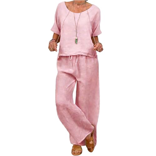 Womens 2 Piece Outfits 2026 Summer Cotton Linen Casual Matching