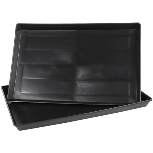 Image of POPETPOP Dog Crate Tray Replacement : 2Pcs Plastic Replacement Tray for Dog Crate - Cage Bottom Pan for Potty Training, Easy to Clean, 17.29X11.20X1.18in (Black)