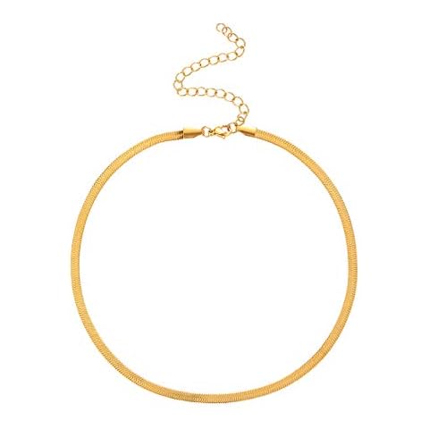FLUIDABLE Logan Snake Necklace, 40+5CM Extender 18K Gold Necklace For Women And Ladies, Choker Necklace, Snake Necklace, Herringbone Chain Necklace, Gift For Anniversary Cover