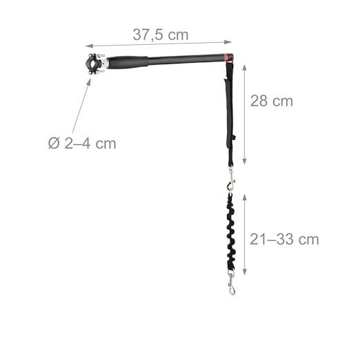 Relaxdays Fahrradleine Hund, Hundestange für Fahrrad, mit Abstandshalter, Flexible Hundeleine, Hände frei, schwarz