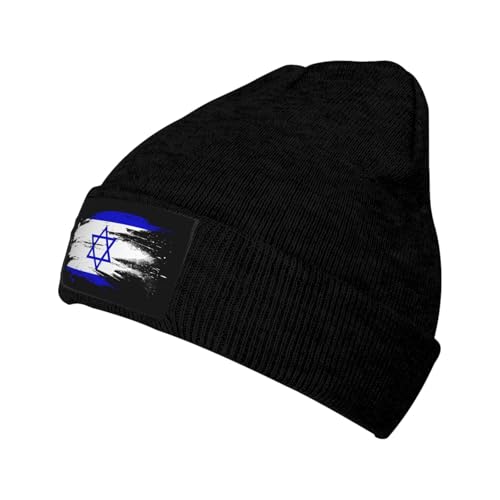 Israel Israeli Flag Abstract Art Knitted Hat Personalize Knitted Caps Warm Hat Gift Fashionable for Various Occasion Black