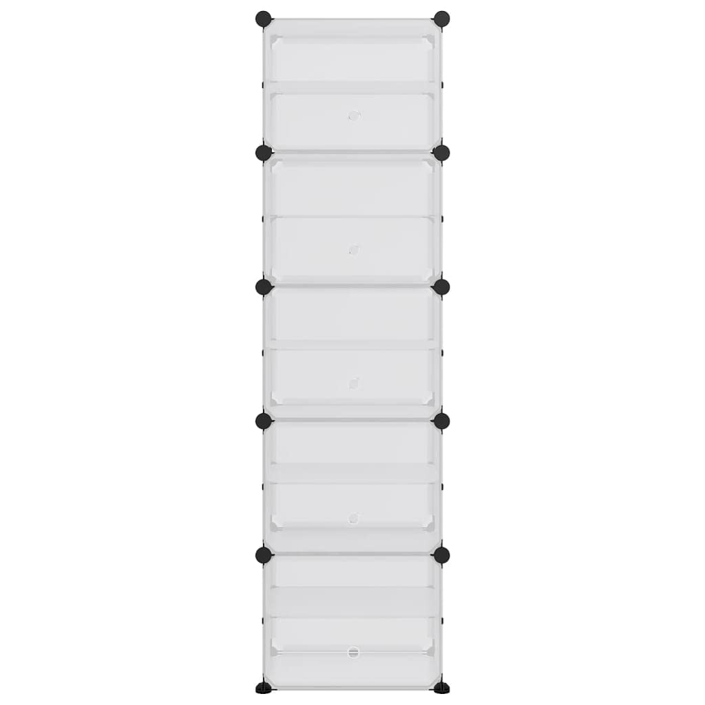 Estante de almacenamiento transparente, zapatero de plástico PP con estructura de acero, 44 x 31,5 x 153,5 cm, apilable e impermeable, fácil montaje con martillo de madera, estructura robusta