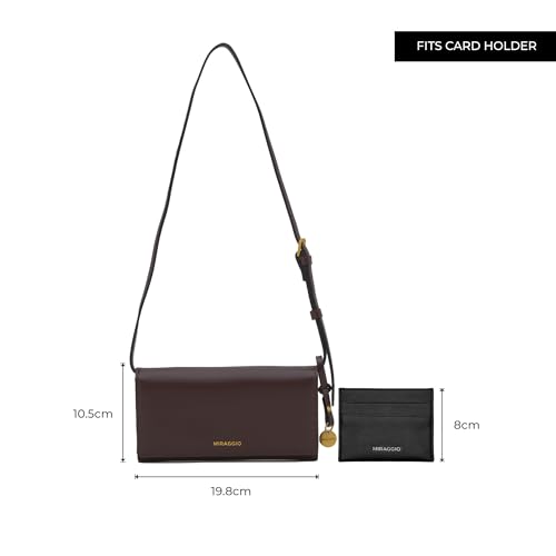 Image of Miraggio Carly Wallet with Adjustable & Detachable Strap | Two Main Compartments | 4 Card Slots | Women Wallets | Gift Items for Women (Brown)