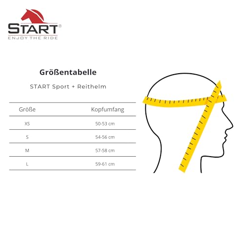 Start Sport+ Reithelm Kinder Mädchen, Reithelme für Kinder, Reitkappe Mädchen, Reiterhelm Damen, Reitkappe mit Be- und Entlüftungssystem, Pferde Helm für Kinder (Schwarz/Glänzend/Lack, L)