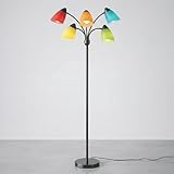 Brightech Medusa Lámpara de pie LED - Lámpara de lectura de pie de poste alto ajustable con múltiples cabezales para sala de estar, habitación de niños - Incluye 5 bombillas LED