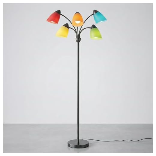 Brightech Medusa LED Floor Lamp – Multi-Head Dimmable Floor Lamp for Living Rooms & Offices – Tall Lamp with Interchangeable Shades, Adjustable Standing Lamp for Bedroom Reading – Black