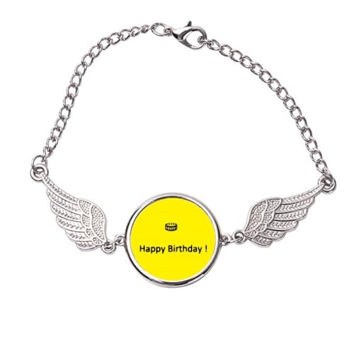 no/no Simple Aable - Pulsera inglesa con alas de ángel, Medium, Metal