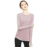 [Rovidorx] ヨガウェア トップス 長袖 tシャツ レディース スポーツ ゆったり 指穴付き スポーツウェア 体形カバー ジムウェア ピラティスウェア トレーニングウェア ランニングウェア ロング丈 UVカット 吸汗速乾 BT310-pk-M