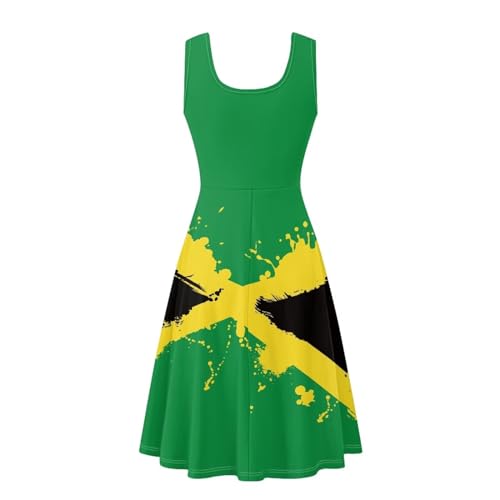 Image of Women's Casual Loose Sundress Midi Sleeveless Crewneck Dress Summer Beach Tank Dress with Pockets