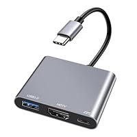 Adattatore USB C HDMI 4K, HDMI USB C 3-in-1, Con USB 3.0 5Gbps Porte PD 100W, Adattatore Tipo C a HDTV, Multiport AV Convertitore per Samsung,HP,MacBook Pro/Air, iMac, iPad,Proiettore,Monitor