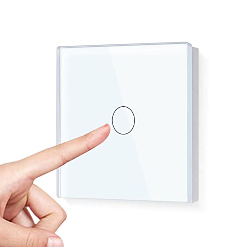 LIAONFOY Wege intelligenter WIFI Touch Lichtschalter Glasplatte Wandleuchtenschalter Sensor Touchscreen Weiß Arbeiten Sie mit Alexa Tuya Google home Neutrale Linie erforderlich