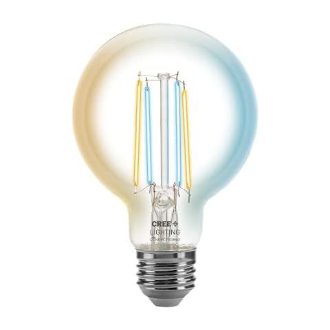 Cree Connected Max Smart Led Vintage Glass Filament Bulb G25 Globe 40W Tunable White, 2.4 Ghz, Works with Alexa and Google Home, No Hub Required, Bluetooth + WiFi, 1Pk, Clear, Cmg25-40W-Al-9Tw-Gl Cover