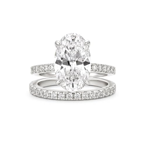 3.5 Carat Oval Cut Wedding Ring Set,Non Tarnish 2PC Bridal Choice (White Gold, 7.5)