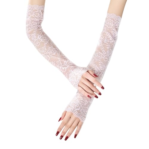 Long Lace Fingerless Gloves for Women Wedding Party Evening Driving Gloves Summer Long Sleeves