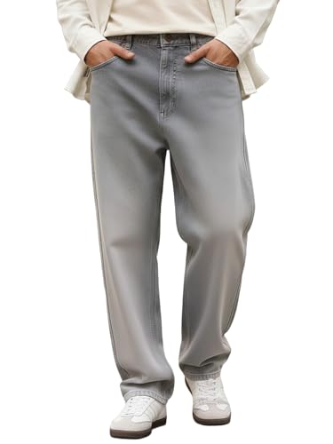 Image of Urbano Fashion Men's Loose Baggy Fit Heavy Washed Faded Denim Jeans Non-Stretchable