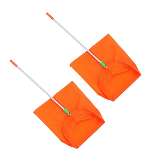 Artibetter Recogedor de Resistente al Viento Estructura Antiviento, Acero Inoxidable y Tela Naranja, 2 Piezas para Mantenimiento en Parques y Comunidades