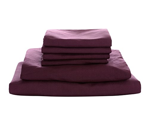 Cheer Collection 4 Piece Soft Twin XL Bed Sheet Set, Hypoallergenic, 1800 Series Hotel Luxury Fitted and Flat Sheets Set with Extra Pillowcases, Purple Eggplant