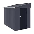 Yardenaler 4x6 FT Metal Outdoor Lean to Storage Shed, Garden Tool Shed Kit with Door & Lock, Waterproof Patio Utility Tool Shed for Backyard and Garden, Gray