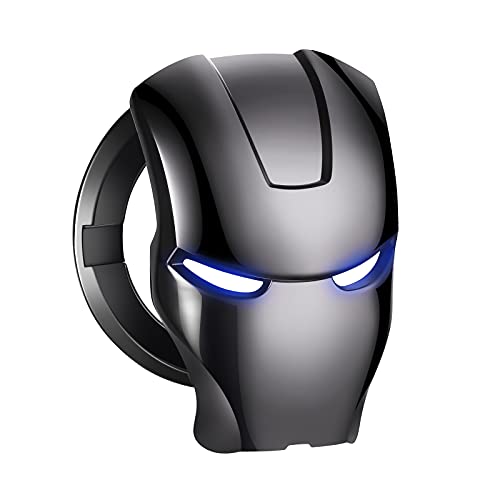 Car Engine Start Stop Button Cover Decorative Ignition Push Start Button Cover 3D Iron Man Start Button Cover for Car Accessories Interior, Shiny and Cool (Gloss Titanium Black)