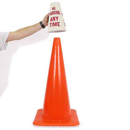 Image of SmartSign inchNo Parking Any Time inch Bright Reflective Cone Message Sleeve, [Cone Not Included]