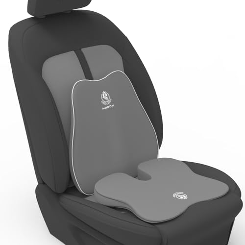 Image of MRRON Car Comfort Combo | Memory Foam Backrest & Wedge Seat Cushion Combo of 2 | Orthopedic Support for Back, Tailbone, Sciatica | Ergonomic Comfort for Car, Office| Posture Correction | Universal Fit