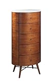 IKAYAA 5 Drawer Dresser for Bedroom, Retro Wood Dresser, Walnut Chest of Drawers for Bedroom Living Room Hallway Entryway, Wood Storage Cabinet with 5 Drawer, Brown 26'x18'x52'