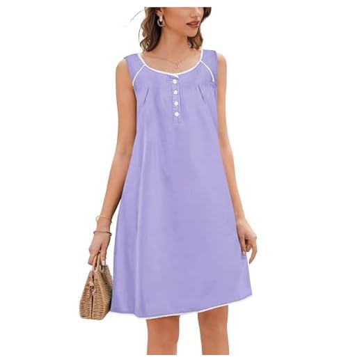 Ekouaer Nightgown Cotton Vintage Nightgowns Petite Secret Treasures Sleepwear Lilac Purple Small
