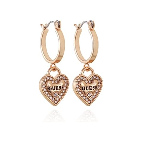 GUESS Goldtone Heart Dangle Hoop Earrings Cover