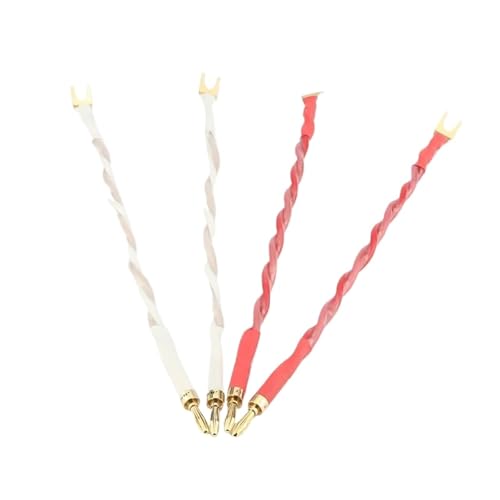 Image of 4pcs Speaker Bridge /Jumper Audio Cable, 4S12F (2.8mmx4), Bananas to Spade(Y) Terminals(Banana-Spade,30cm)