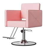 Anunweldo Friseurstuhl 360-Grad-Drehung,Hydraulischer Barberstuhl,Frisörstuhl für Schönheitssalon Friseursalon (Rosa)
