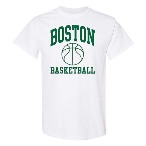 UGP Campus Apparel - Boston Classic Basketball Arch Basic Cotton T-Shirt - X-Large - White