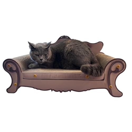 Sdraio per gatti e tiragraffi 2 in 1, in cartone per rilassarsi e affilare gli artigli, design elegante, divano antico 24285