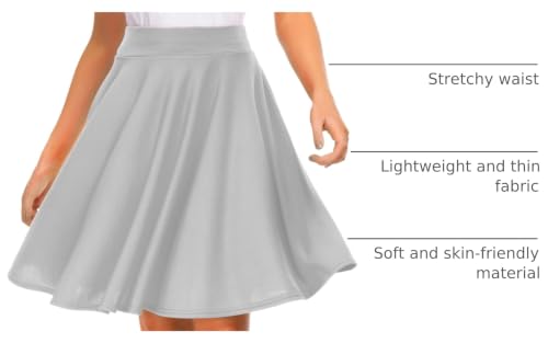 Image of EXCHIC Women's Casual Stretchy Flared Mini Skater Skirt Basic A-Line Pleated Midi Skirt