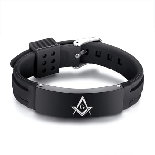 Pulsera Masonic para Hombre con Símbolo Masónico Ajustable miniatura 2