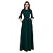 Produktbild Damen Kleider Lange Ärmel Abendkleid Ballkleid Brautjungfernkleid Sommer Casual Lang Maxikleider Piebo Frauen A-Linie Maxilang O-Ausschnitt Festlich Kleid Cocktailkleid Retro Vinatge Kleider