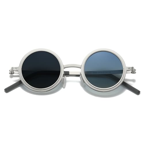 Adjustable Tint Sunglasses, Retro Circle Stepless Dimming Polarized Metal Shades for Men Women Halloween Costume