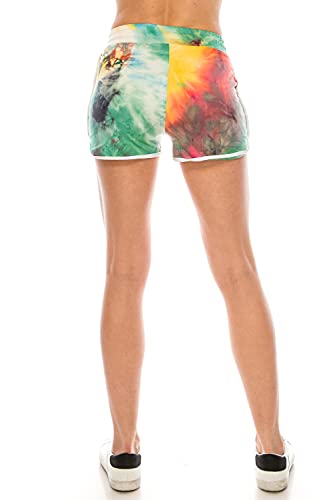 Image of LA12ST Women's Side Stripe Dolphin Short Pleated Front Floral Printed Short Cool Summer