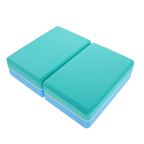 POPETPOP 2 Piezas Bloques de Yoga de Alta Densidad EVA Bloques Antideslizantes y Soportivos para Hombres y Mujeres Accesorios para Entrenamiento Estiramiento y Azul y Azul