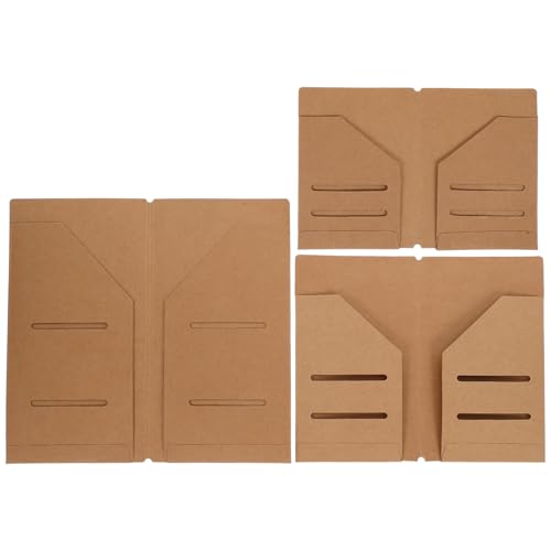EXHUMKY Organizador de Tarjetas Kraft de 3 Piezas Bolsillo Cremallera, Ligero y Portátil para Uso en Oficina y Viajes